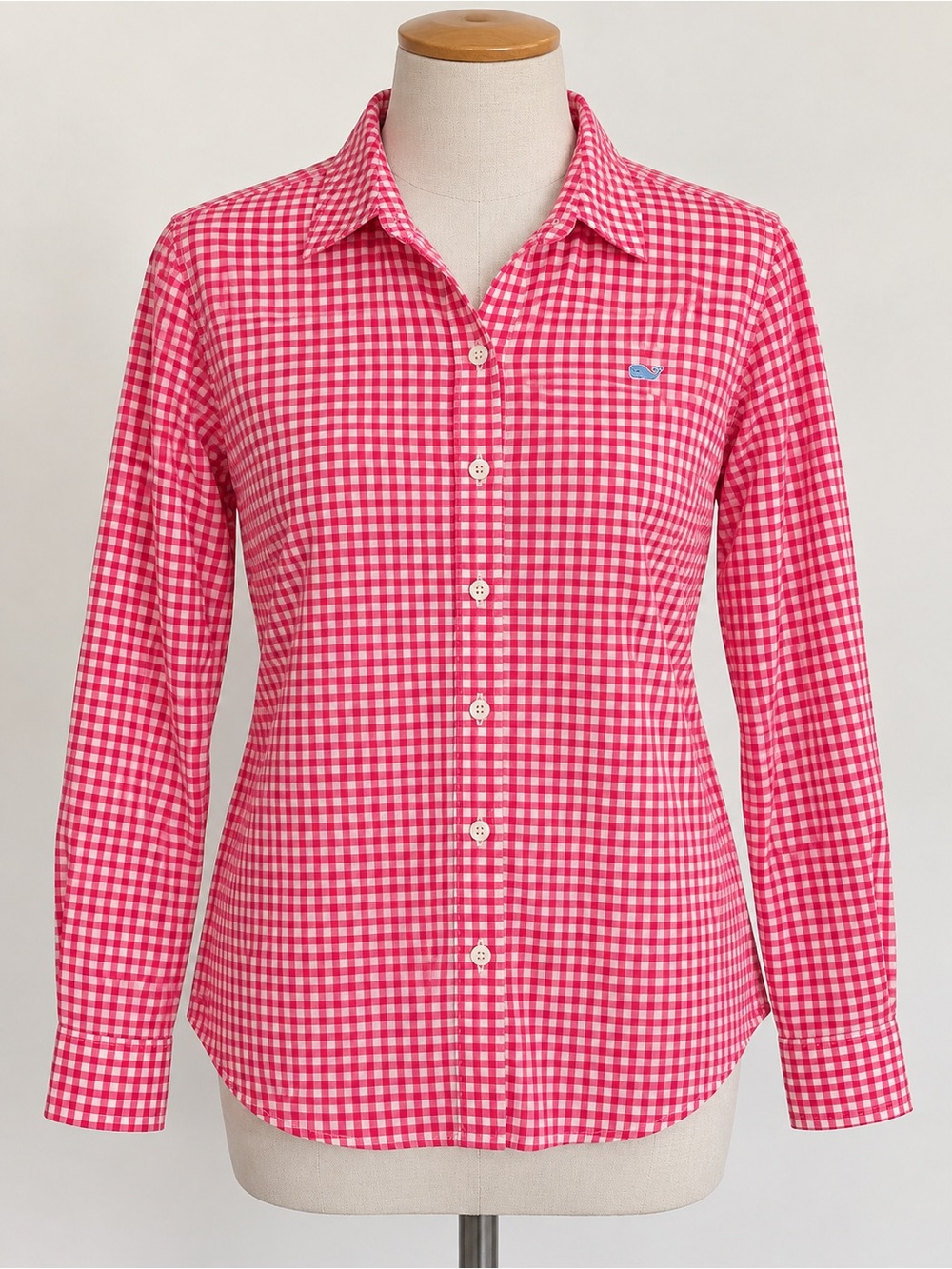 Vineyard Vines Pink Gingham Long-Sleeve Button-Down Shirt